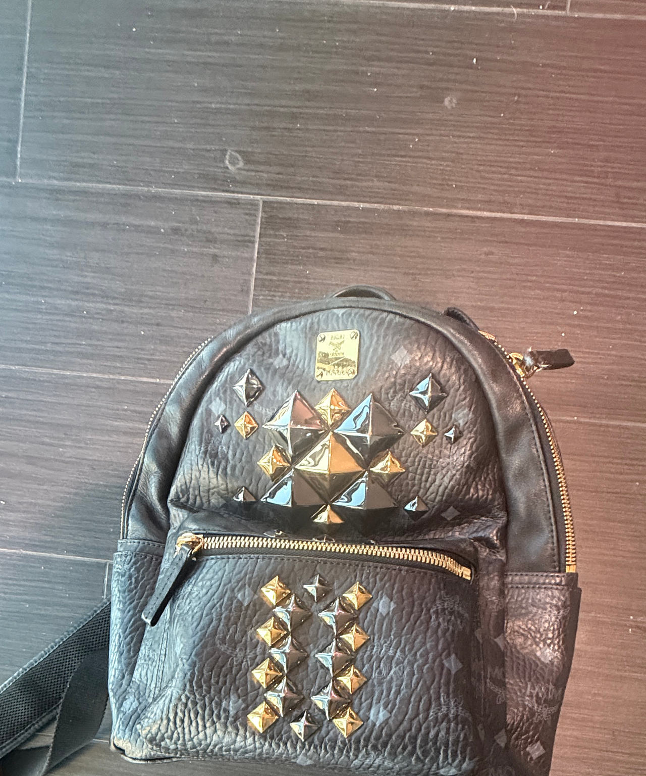 MCM Stark Backpack with 3D Studs Black Visetos