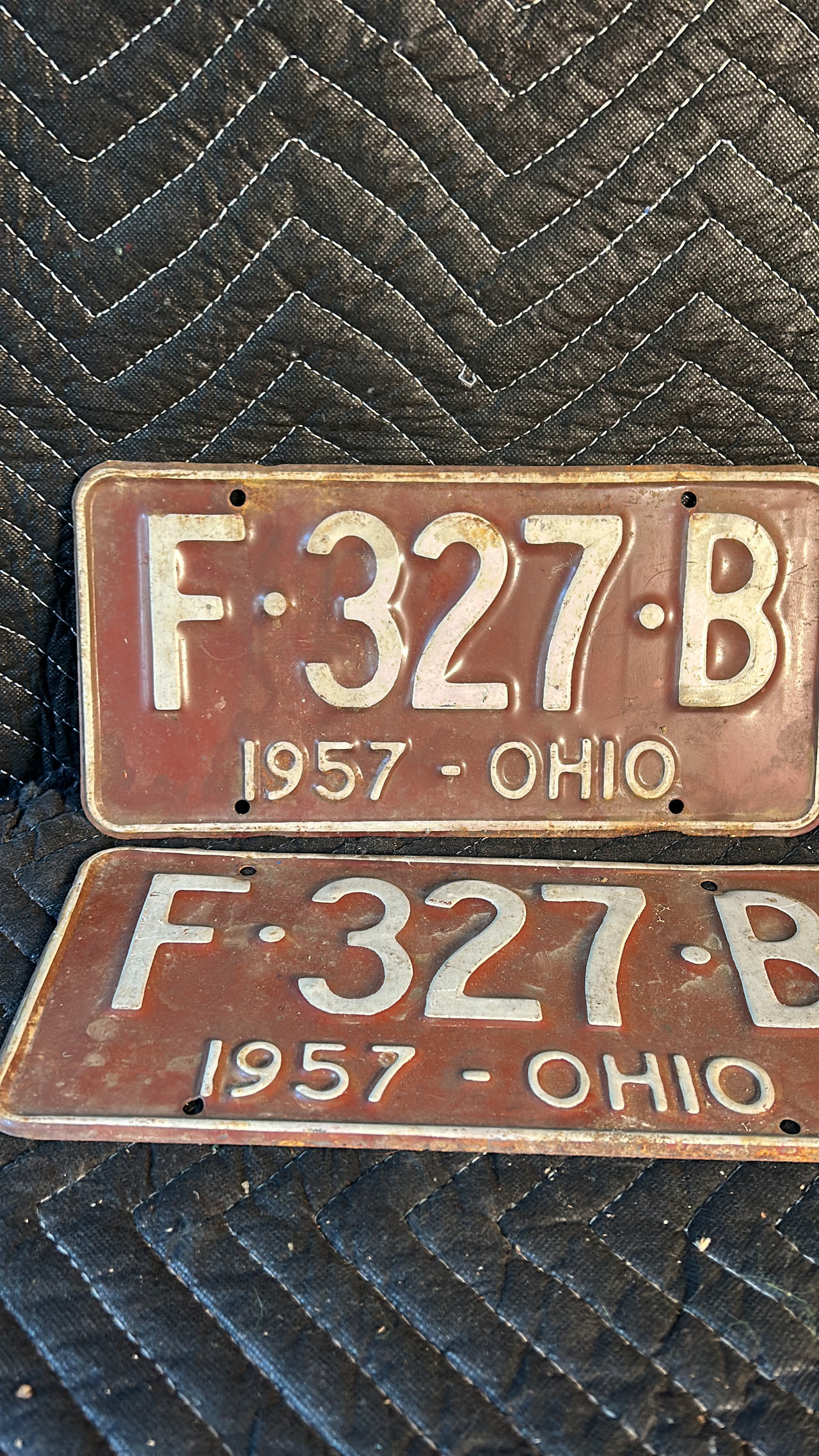 1957 Ohio License Plate Pair