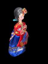 Vintage Korean Hanbok Cloth Doll Handmade Folk Art Figure Original Paper Label - Image 3