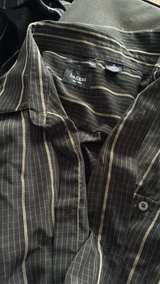 Haggar Luxury Microfiber Striped Button Down Shirt - Image 1