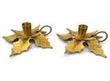 Vintage Brass Holly Leaf Candle Holders - Image 3