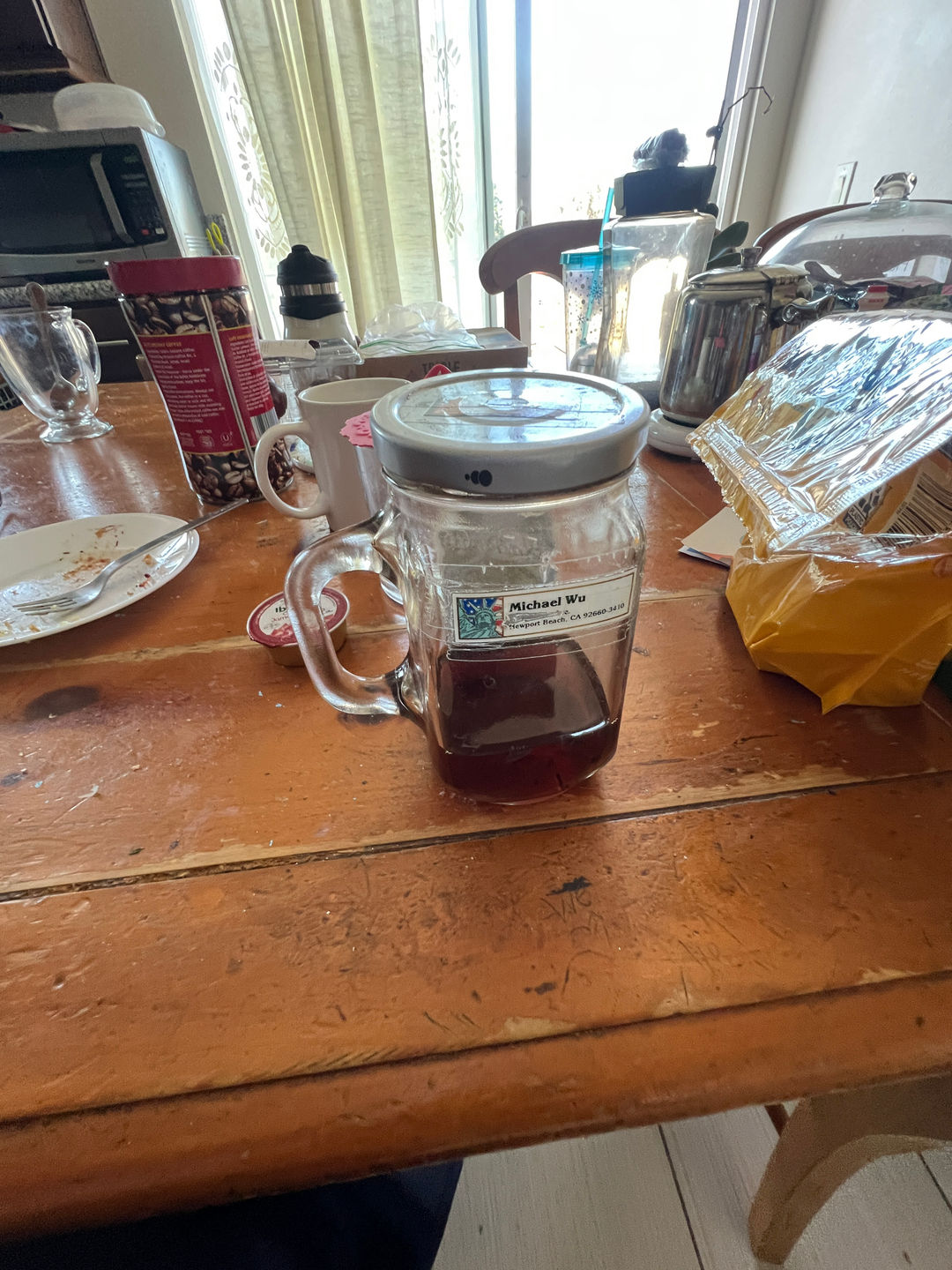 Glass Mason Jar Mug with Handle and Lid