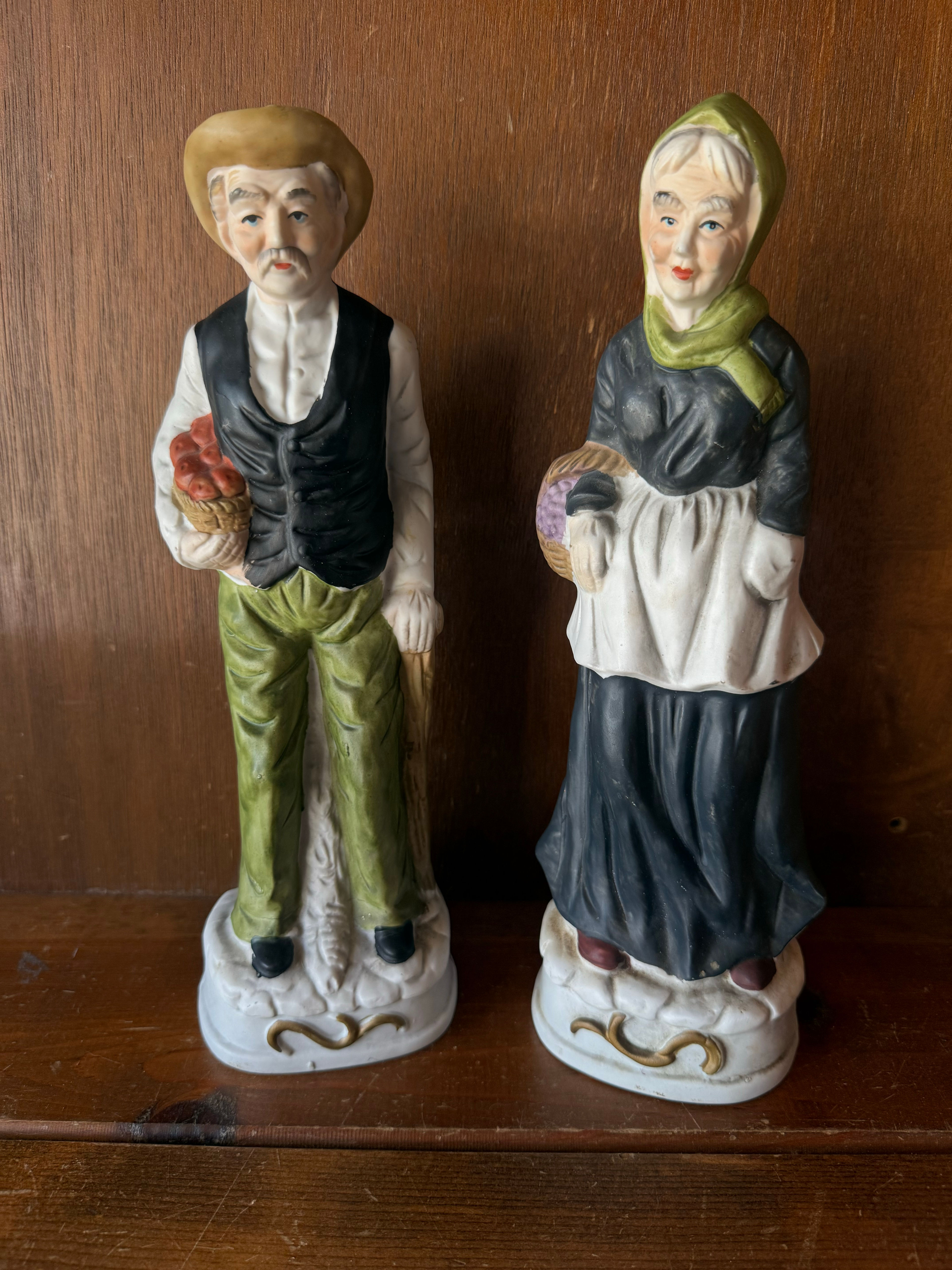 Vintage Farmer and Wife Porcelain Figurines