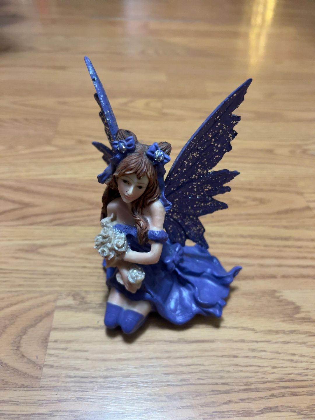 Ice Armor Purple Fairy with Clear Wings Statue 8" H