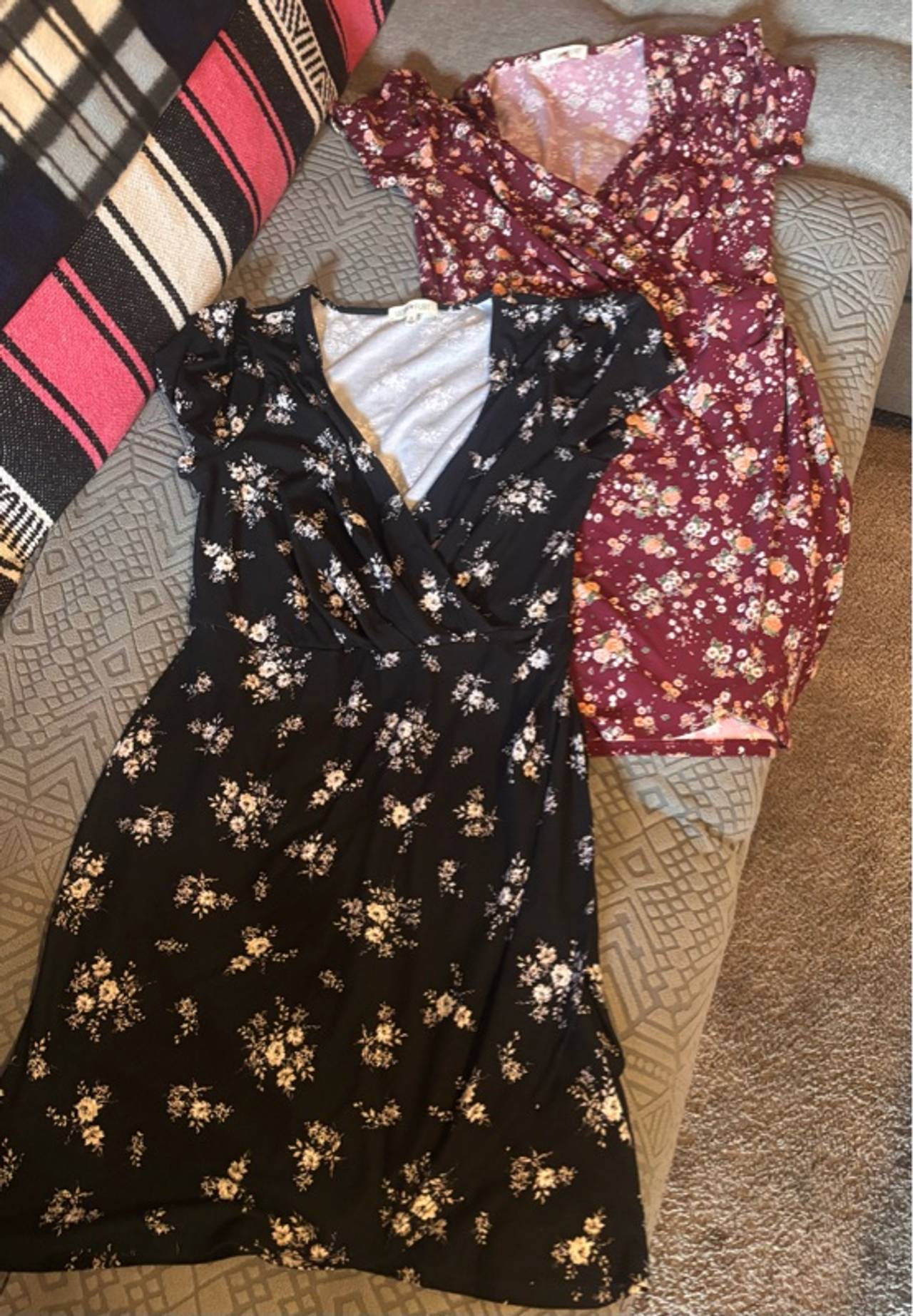 Maroon & Black Floral Dresses