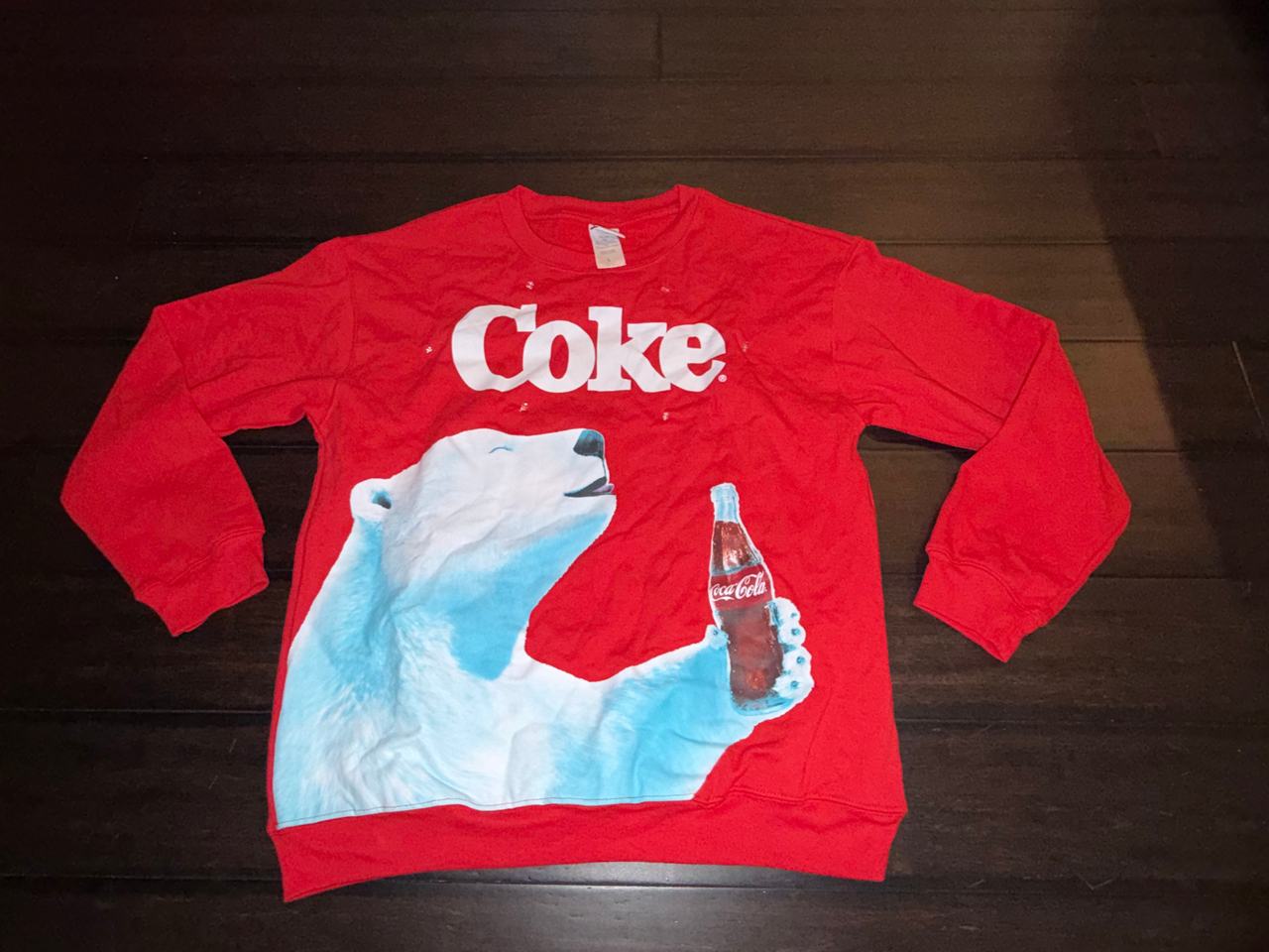 Coca-Cola Polar Bear Graphic Sweatshirt Large LIGHT NO LONGER WORKS