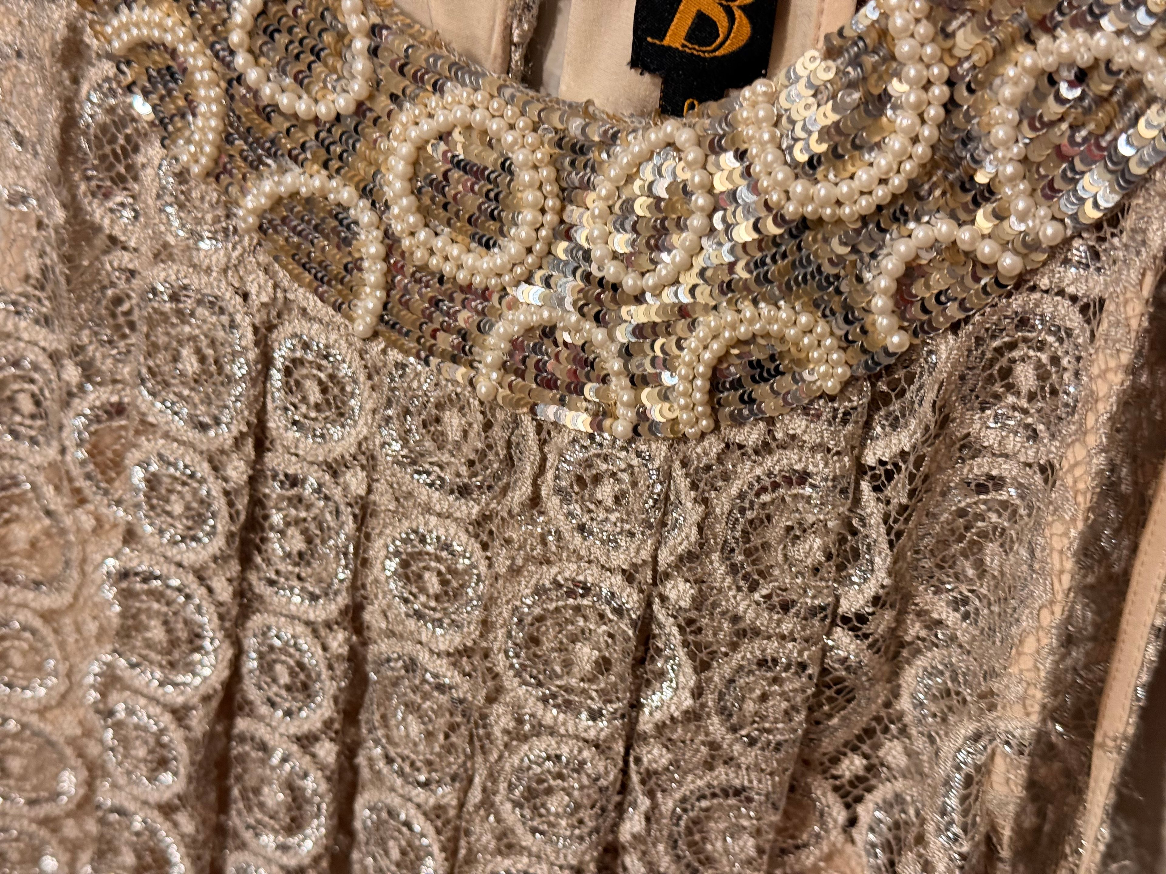 Anthropologie Silver & Gold Lace Dress - Image 10