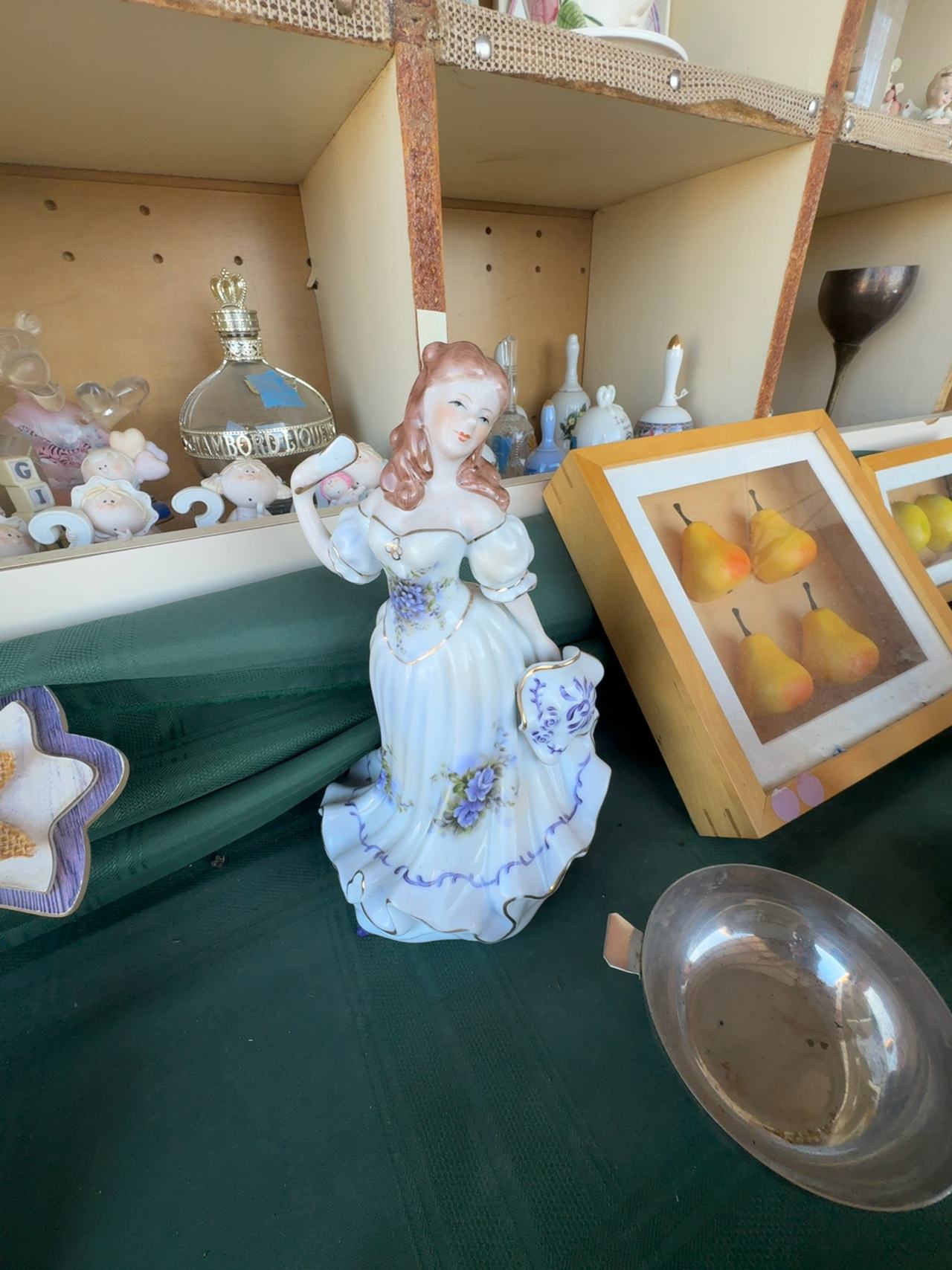 Victorian Porcelain Music Box Lady in Purple Dress