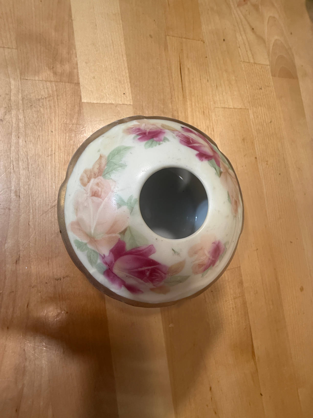 Vintage JSV Getmany Porcelain Hair Receiver with Rose Pattern
