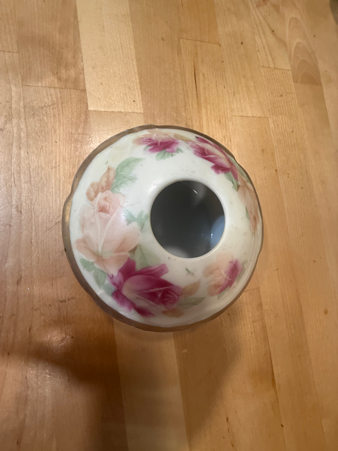 Vintage JSV Getmany Porcelain Hair Receiver with Rose Pattern