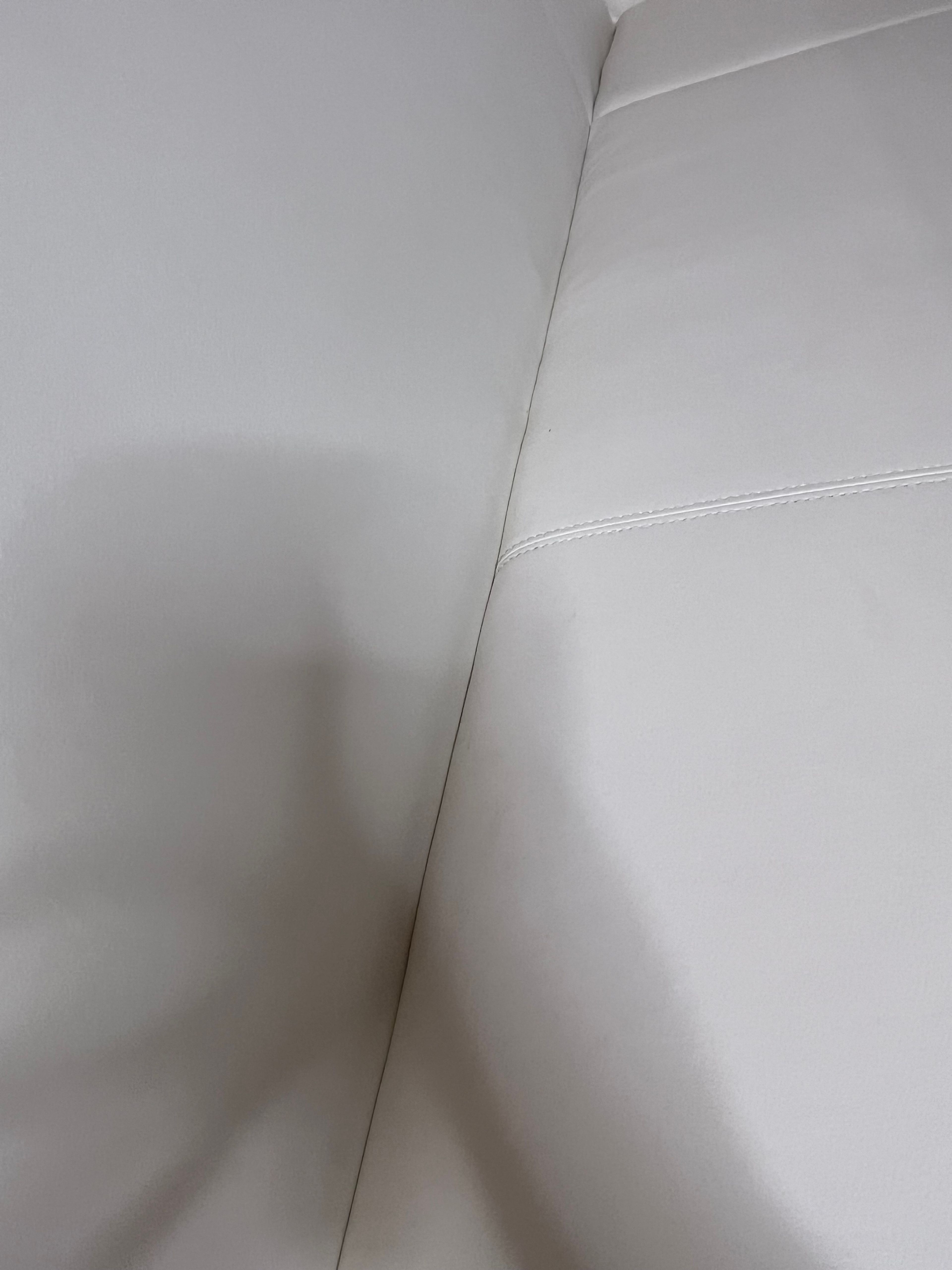 Armen Living Amanda Faux Leather Corner Bench off white dinning booth with glass - Image 5