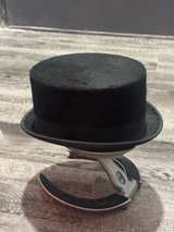 Vintage Style Black Felt Top Hat - Image 3