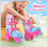 HYKID Kids Adjustable Unicorn Roller Skates with Light Up Wheels - Image 5