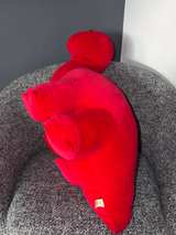80s HUGE 3 FEET Red Dinosaur Plush Toy Manhattan Toy Velvet Large Brontosaurus - Image 5