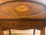 Vintage Wood Secretary Desk with Inlay and Cabriole Legs - Image 2