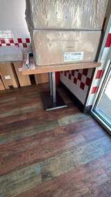 3 Solid Oak Restaurant Table with Metal Pedestal Base - Image 4
