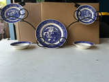 Churchill England Blu Willow China-1 Lg Plate, 2 Sm Plates, 2 Bowls and 6 Mugs - Image 1