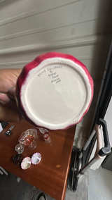 Indiana Diamond Point Ruby Mayonnaise Bowl 1949 crystal and porcelain set of 10 - Image 5