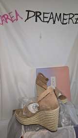 Lisa Vicky Gemi-V Cognac Kid Suede Wedge Sandals - Image 5
