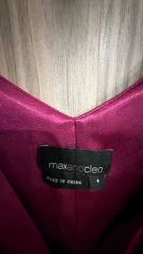 Max and Cleo Magenta Satin Pleated Dress Size 6 - Image 2