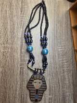Vintage Egyptian Revival King Tut Pharaoh Beaded Necklace - Image 1