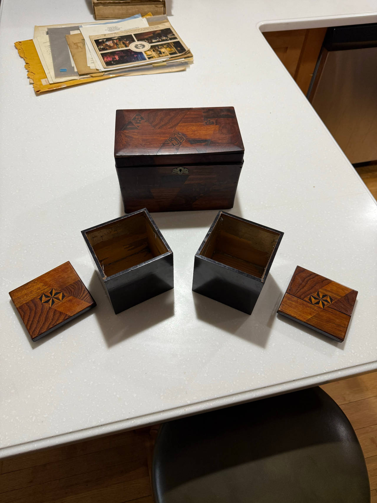 Japanese Yosegi Parquetry Tea Caddy Box Set