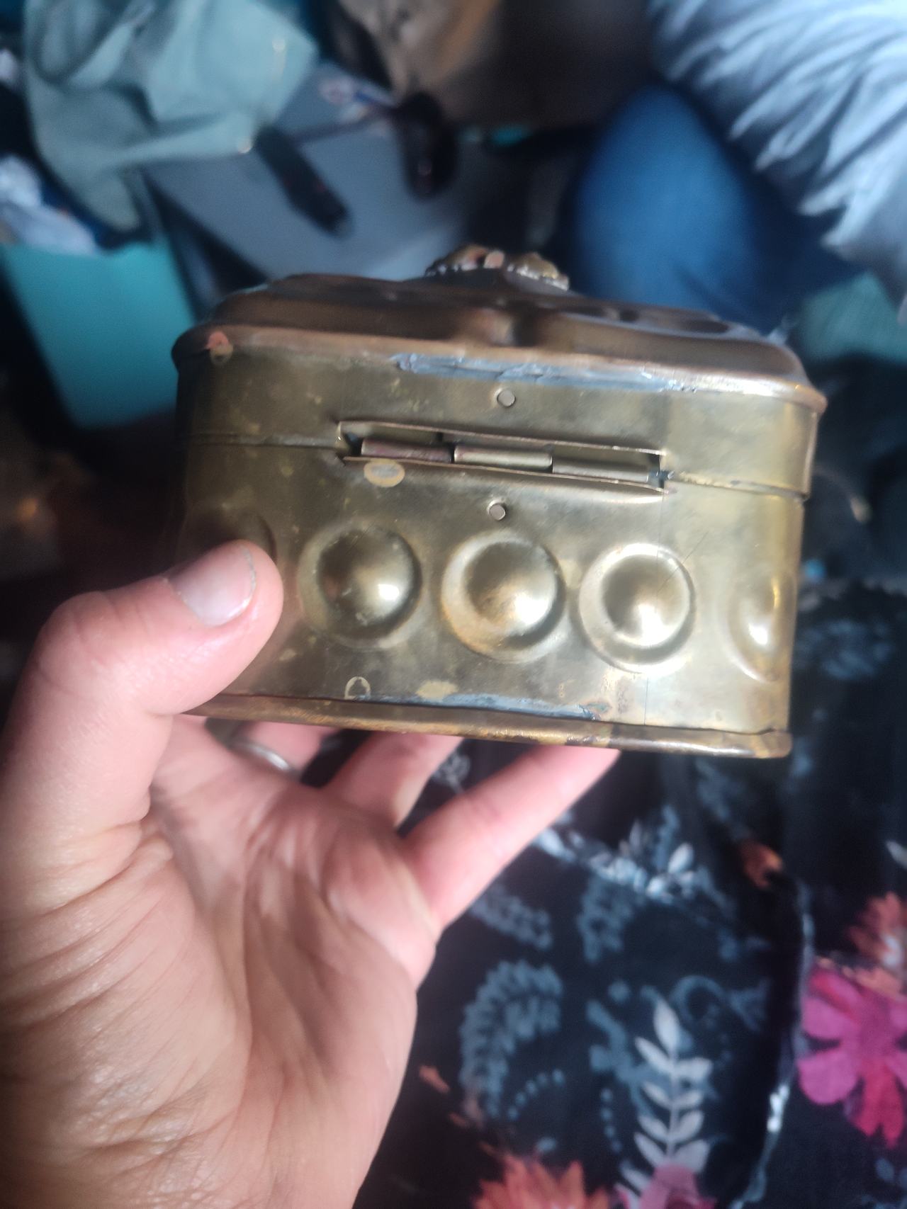 Vintage Brass Rose Trinket Box