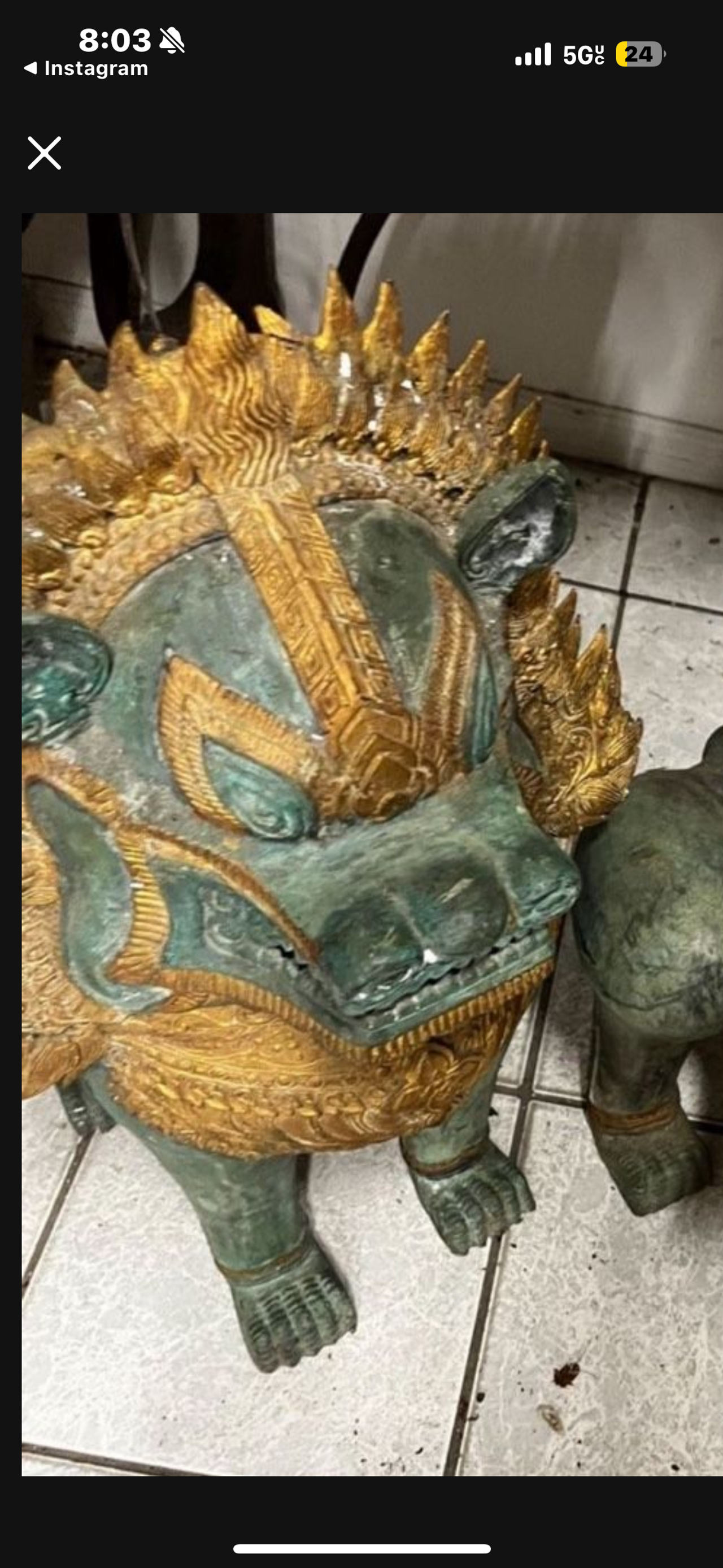 Thai Temple Guardian Lion Statue
