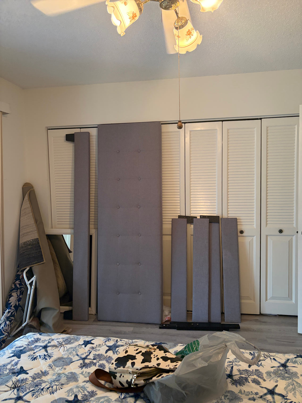 King size Upholstered Bed Frame- only headboard and skirt for around the bed