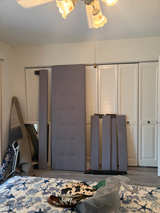 King size Upholstered Bed Frame- only headboard and skirt for around the bed - Image 1