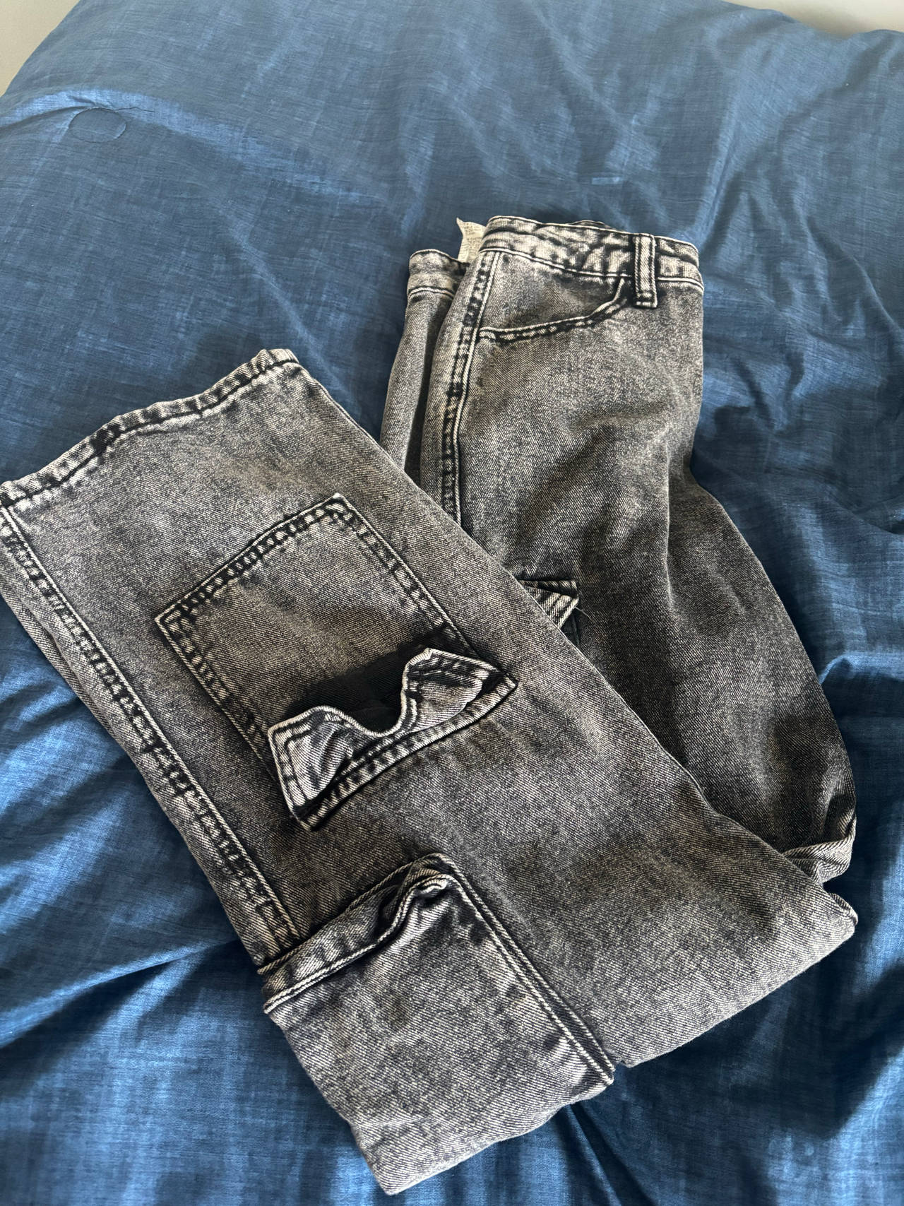Acid Wash Cargo Jeans