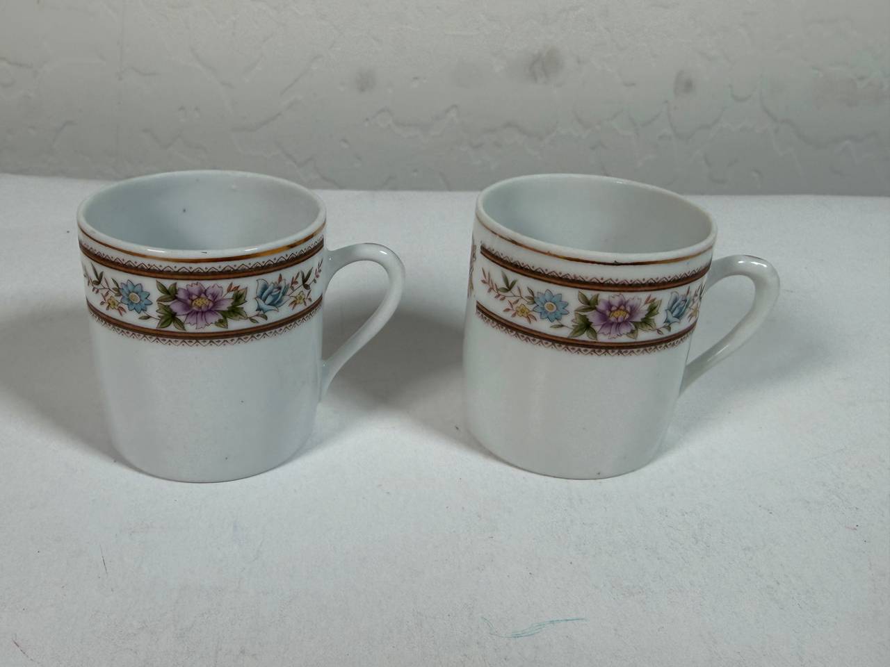 Vintage Floral Porcelain Coffee Mugs Set of 2