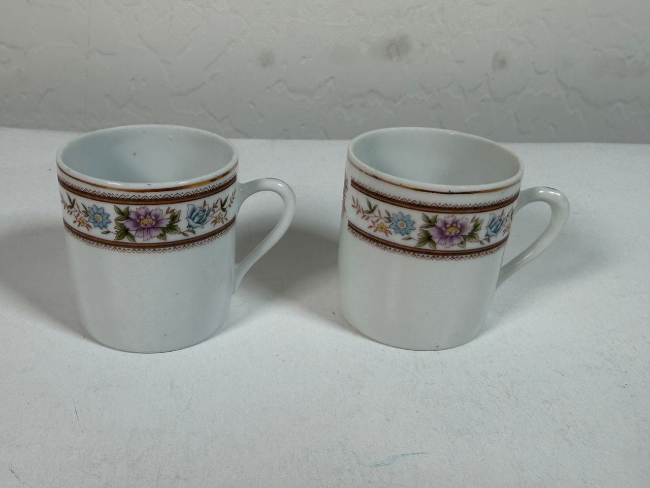 Vintage Floral Porcelain Coffee Mugs Set of 2