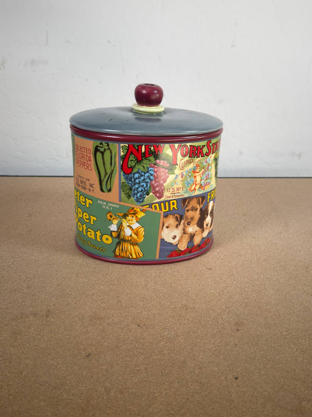 The Cellar Vintage Fruit Crate Label Ceramic Canister