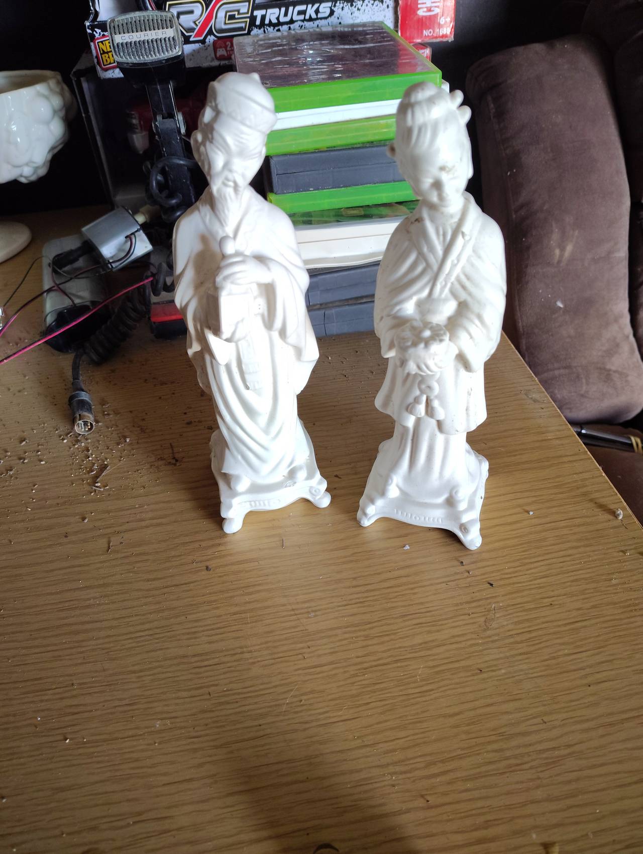 Vintage White Porcelain Chinese Figurines Pair
