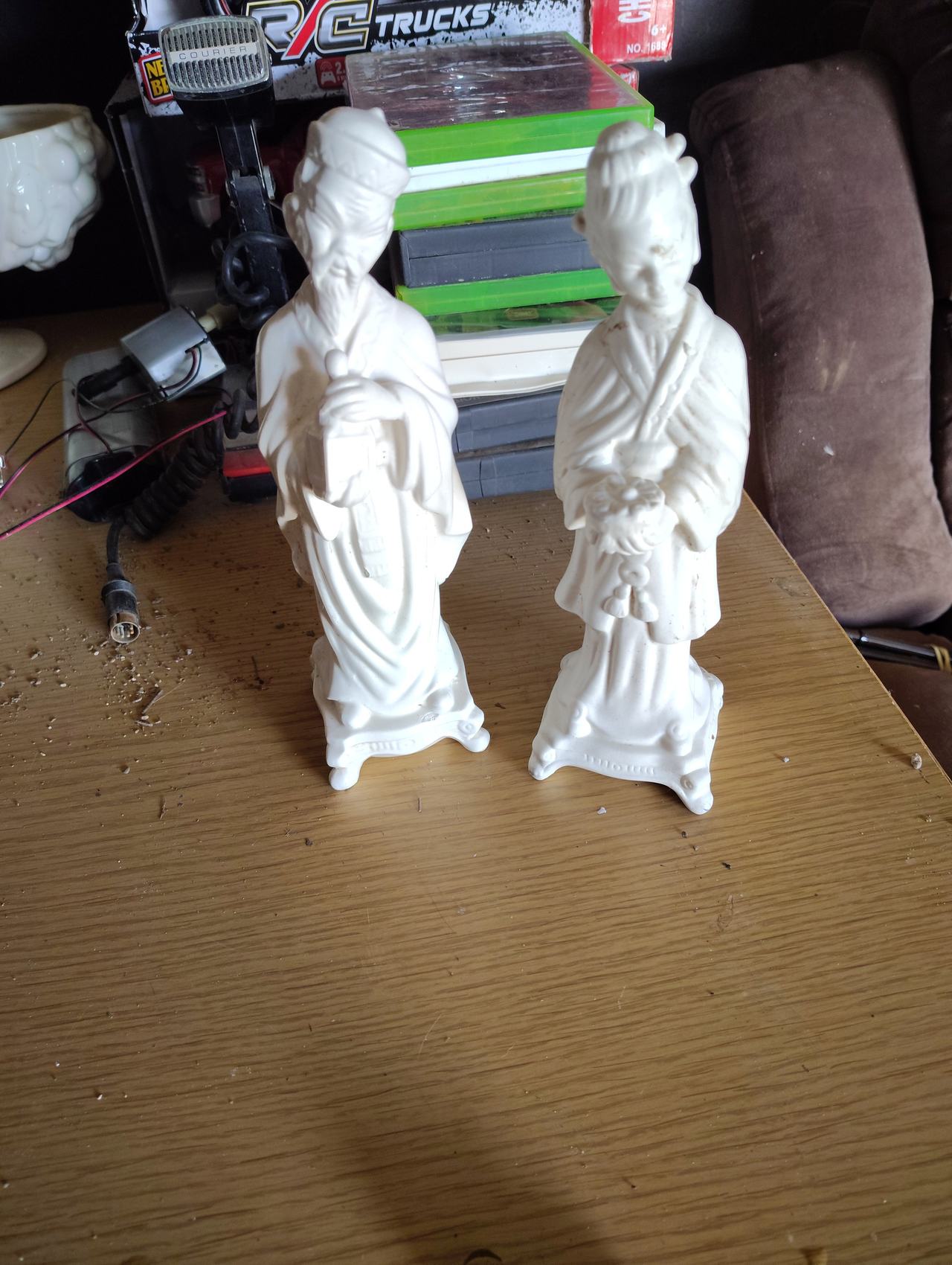 Vintage White Porcelain Chinese Figurines Pair