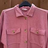 Hippie Rose Shirt Women’s Size M Button Down Long Sleeve Ribbed Blush Pink  - Image 2