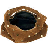 Made in Italy Brown Genuine leather 
Suede Studded Bag - Image 4