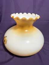 Vintage Fenton Yellow Floral Milk Glass Ruffled Lamp Shade - Image 4