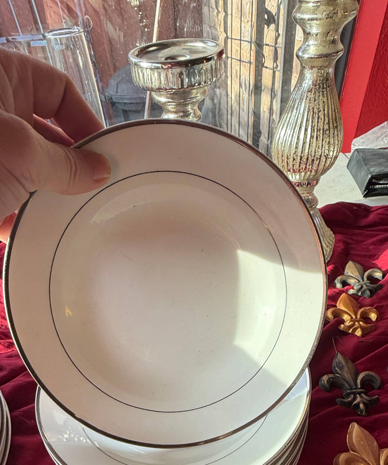 Noritake Silver Rim China Salad Bowls - Set of 8
