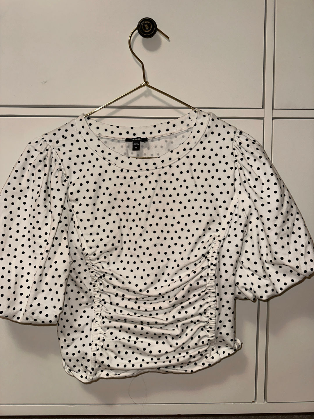 Express Polka Dot Puff Sleeve Blouse