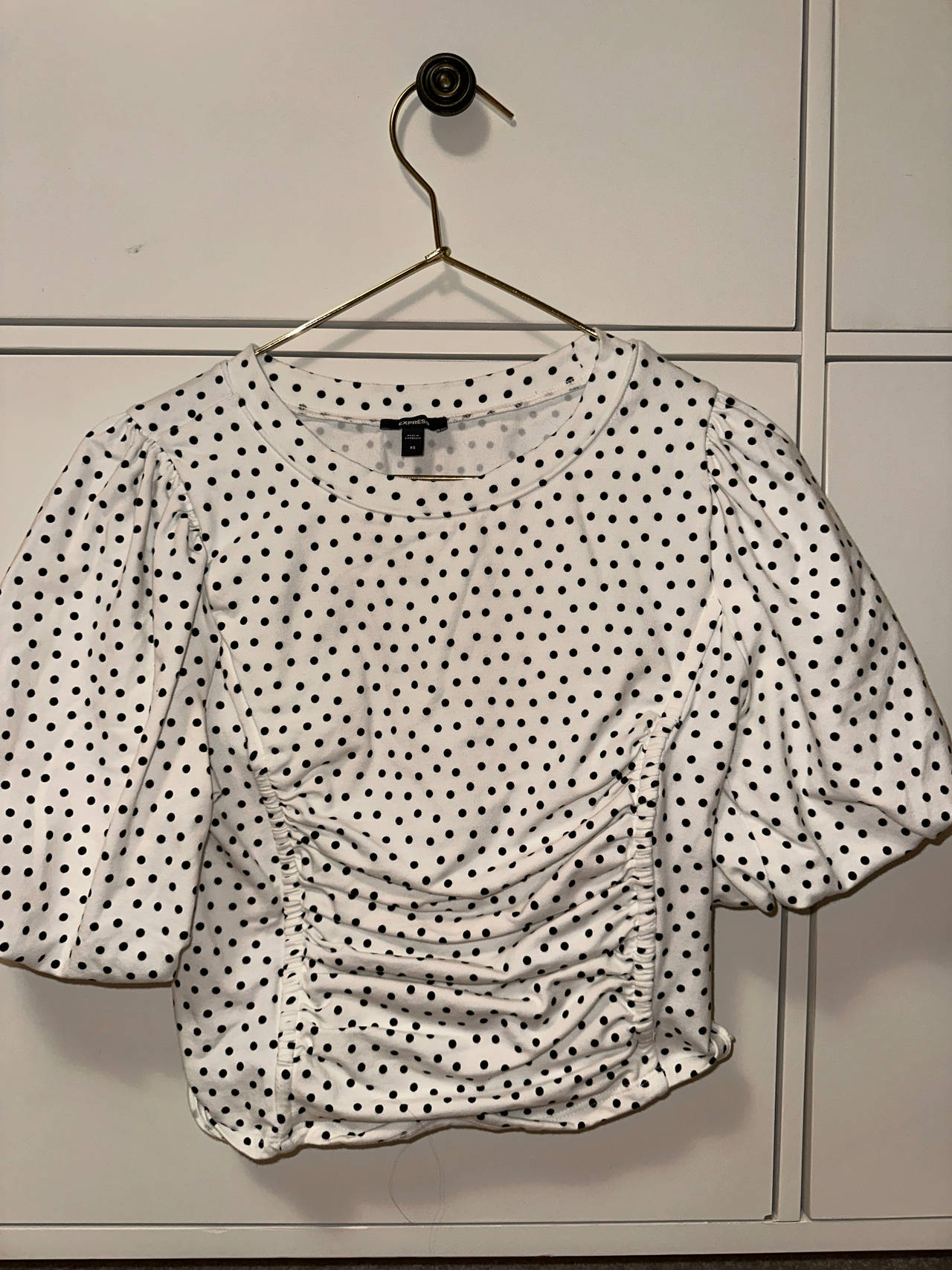 Express Polka Dot Puff Sleeve Blouse