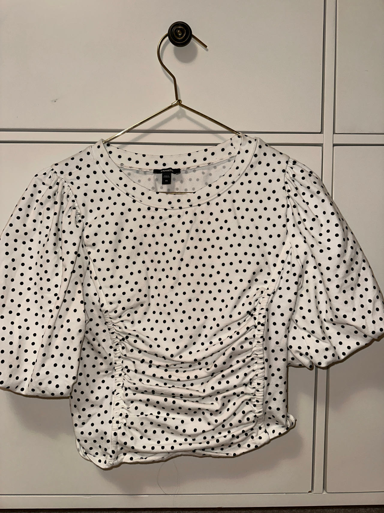 Express Polka Dot Puff Sleeve Blouse