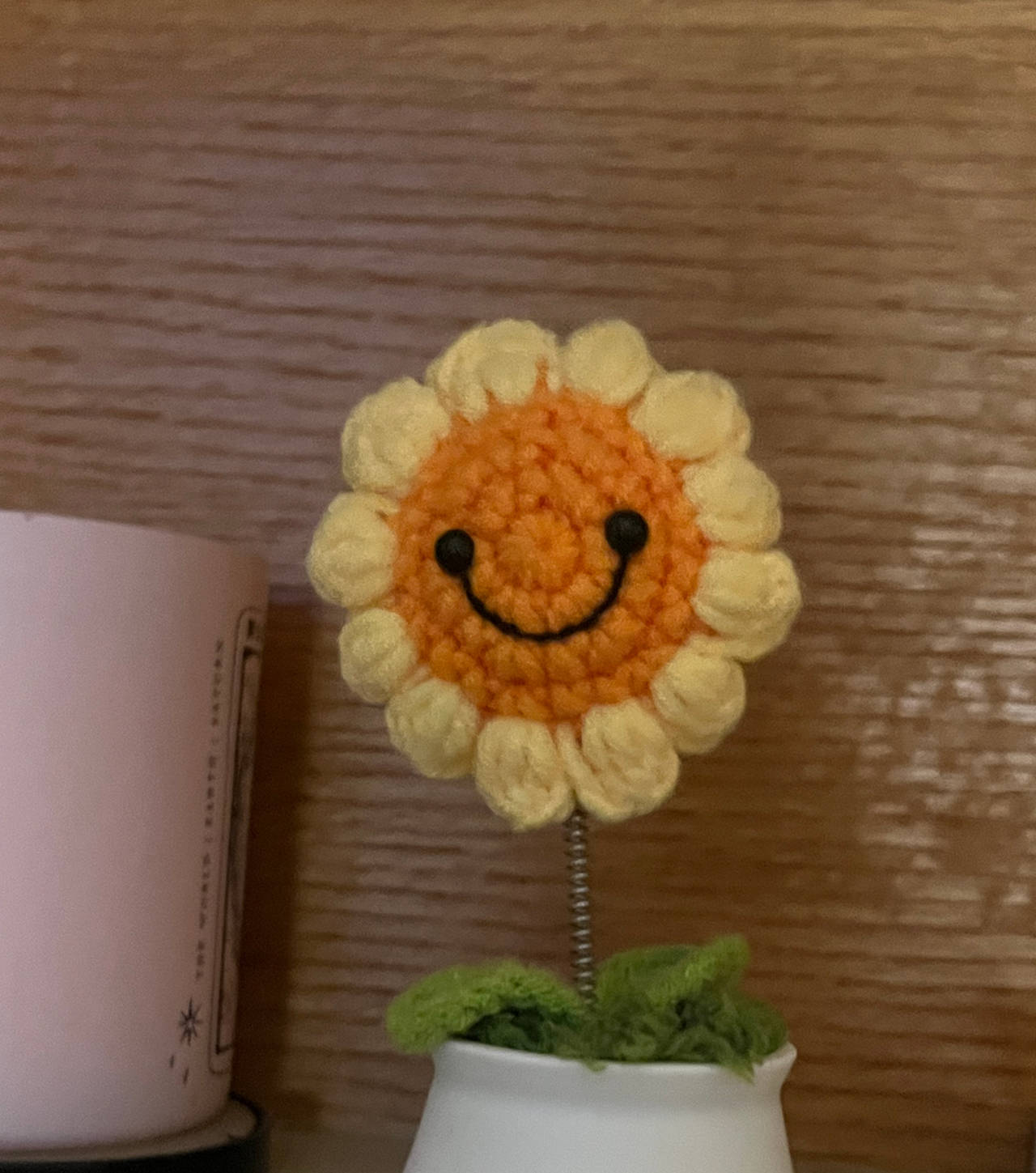 Handmade Crochet Smiley Sunflower Potted Plant