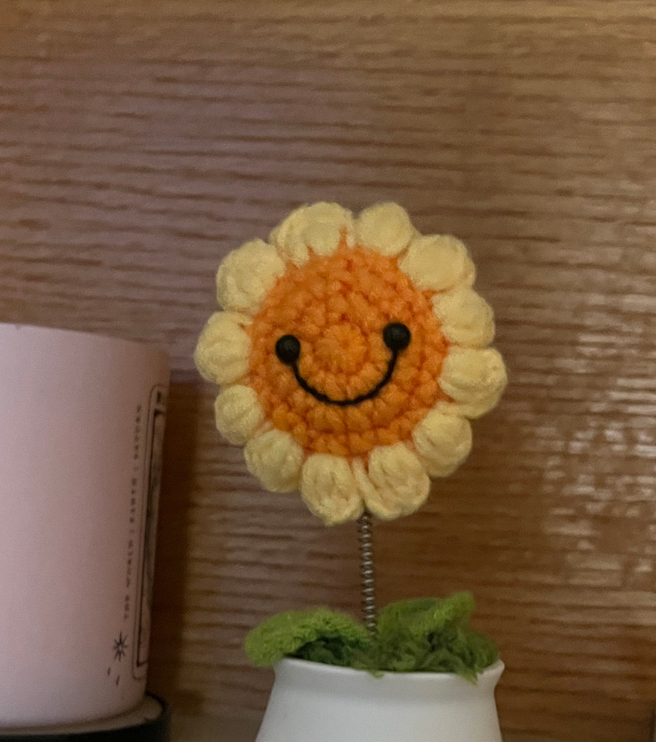 Handmade Crochet Smiley Sunflower Potted Plant