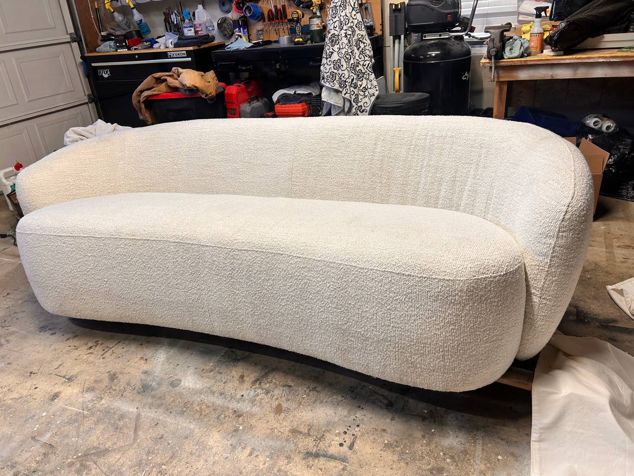 Curved Bouclé Sofa