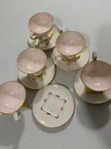 Vintage Porcelain Demitasse Espresso Cups & Saucers Set of 5 Gold Trim Floral Pi - Image 3