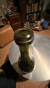 Antique Green Hand-Blown Wine Bottle - Image 3