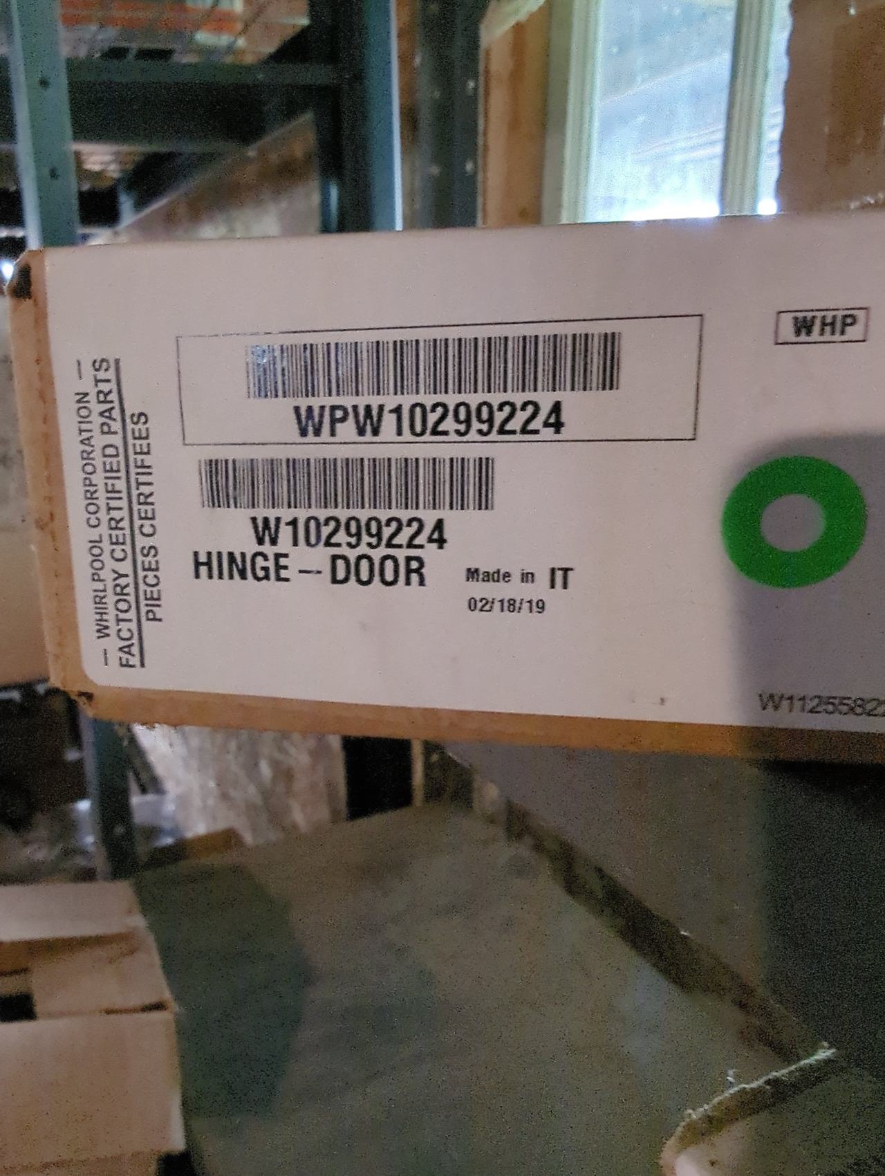 Whirlpool WPW10299224 Oven Door Hinge