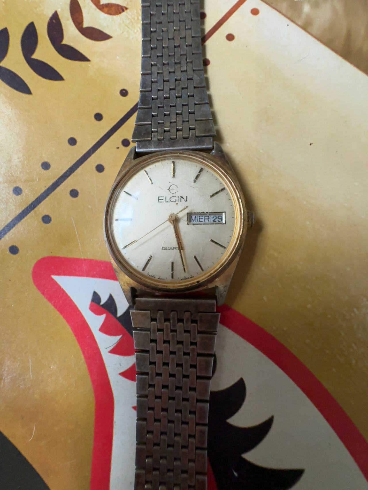 Elgin Gold Tone Quartz Men's Watch
